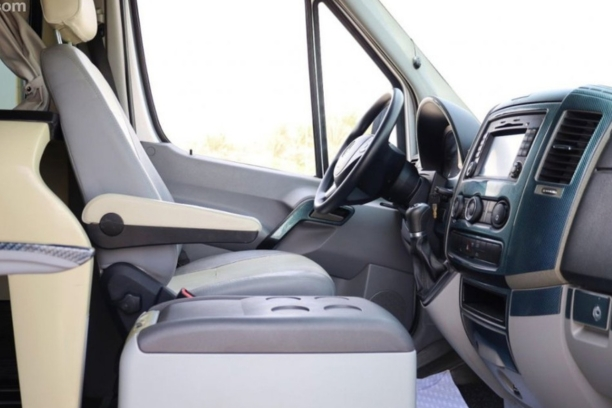 Luxurious Front Seats in Mercedes Sprinter 22 Seater Rental.