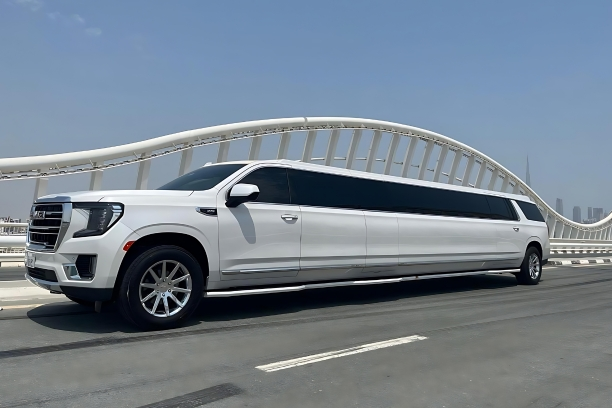 Limousine parked outside Dubai International Airport
